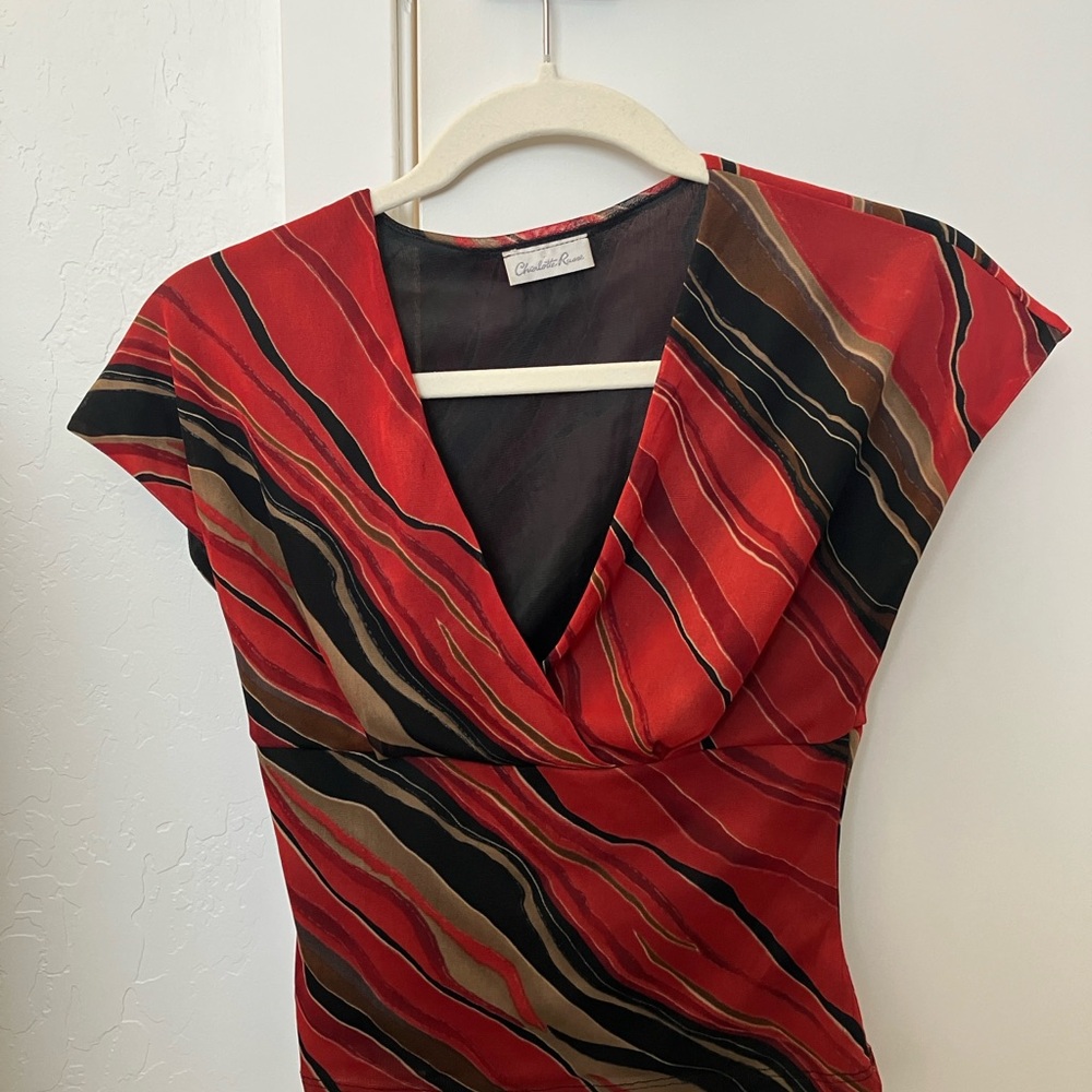 Charlotte Russe Red and Black Swirl Top
